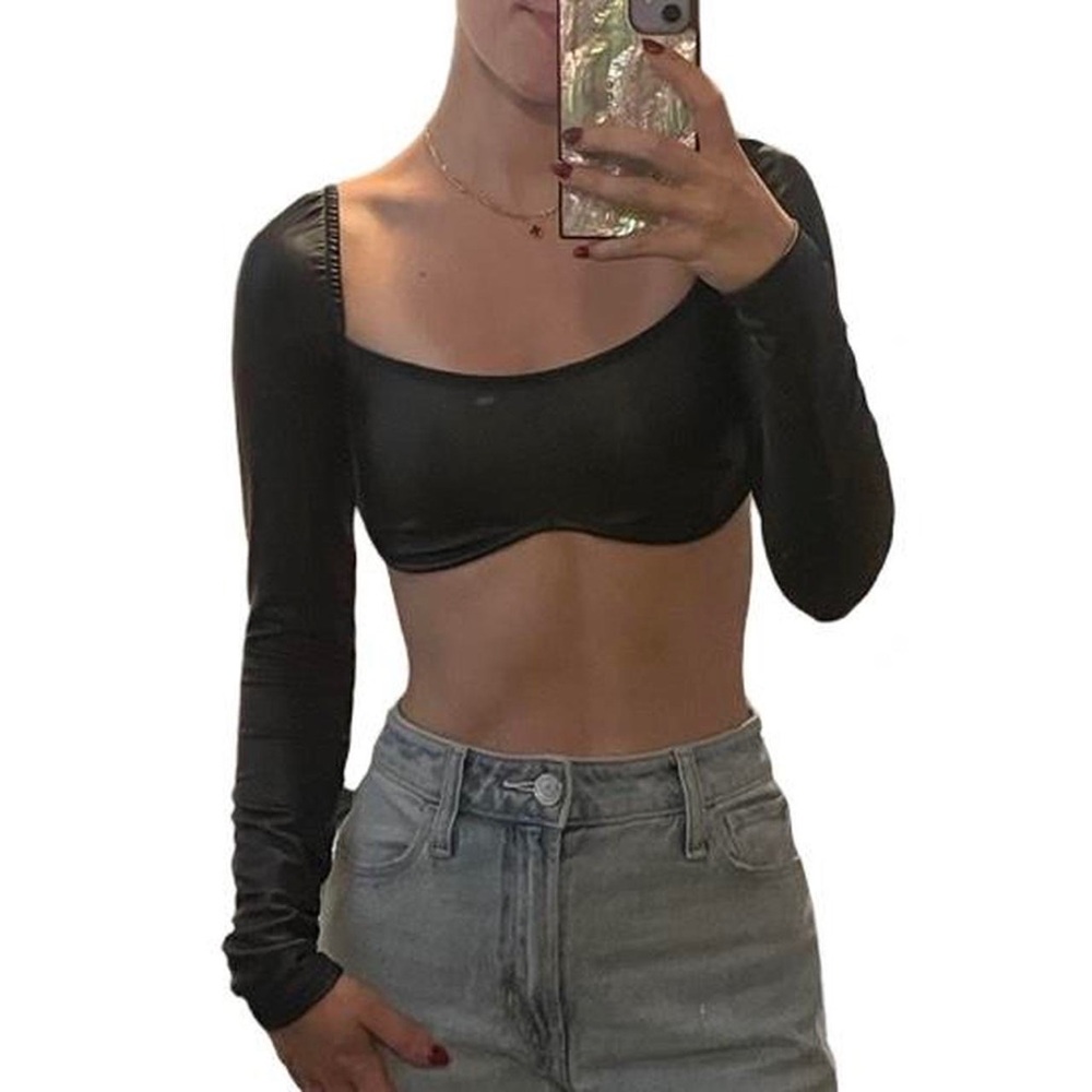 Floerns pu leather crop top